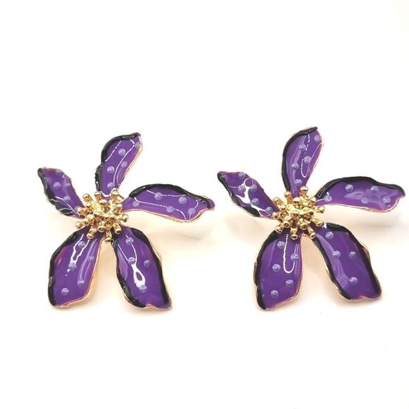 New ZARA tropical flower stud earrings - Picture 11 of 13
